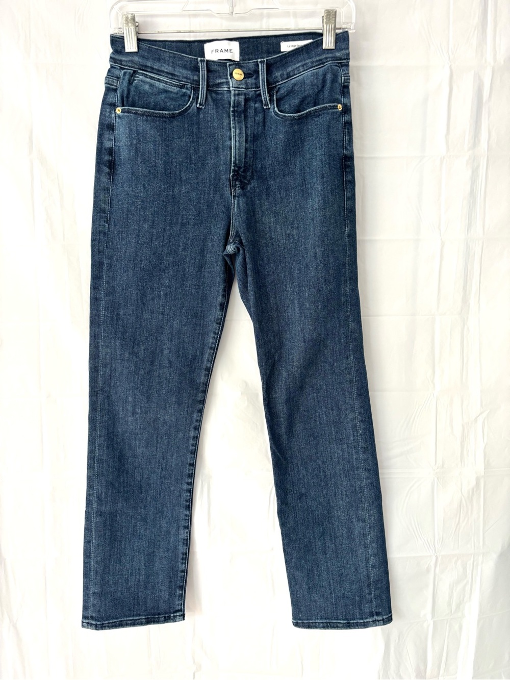 NWOT FRAME Denim Le High Straight Dark Wash Stretch Jeans SZ 27